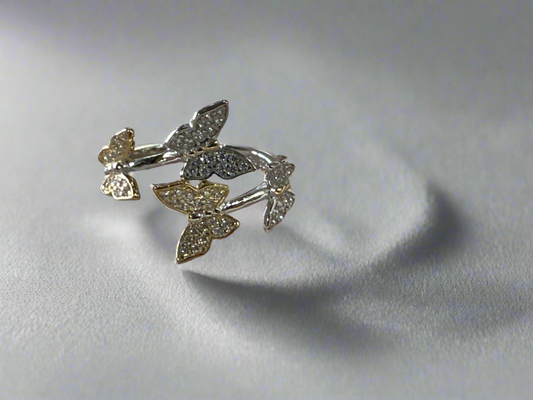 Dainty Gold and Silver Butterfly Ring Size 7