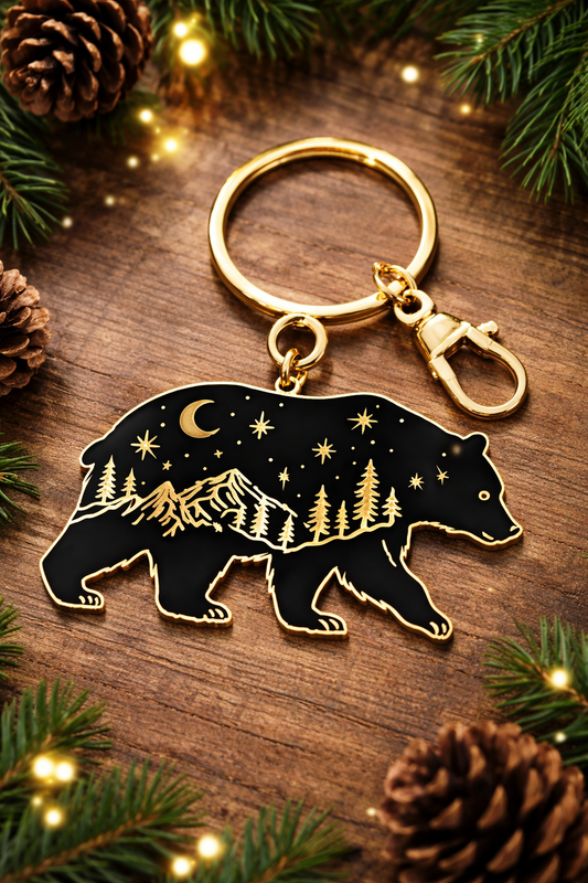 Twilight Bear Keychain Charm - Gift for Camp & Nature Lovers