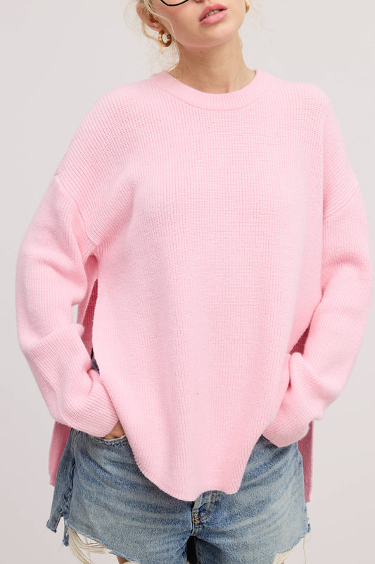 Cozy Knit Sweater with Dual Side Slit