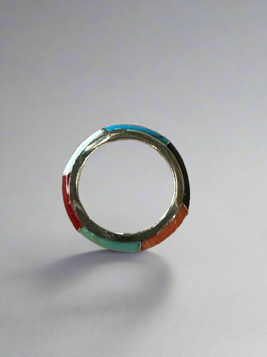 Turquoise and Gemstone Silver Infinity Band