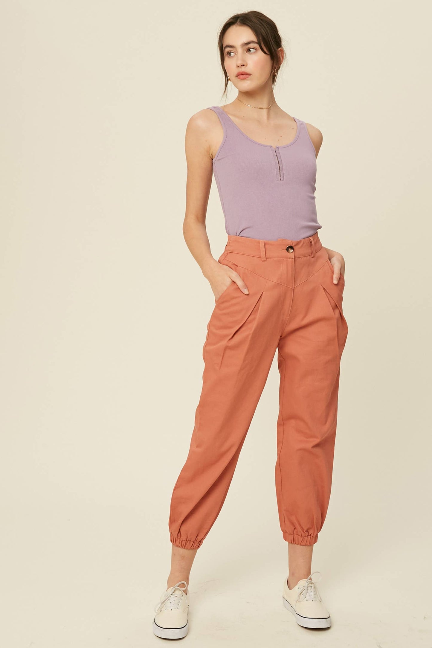 Ribbed Henley Tank Top