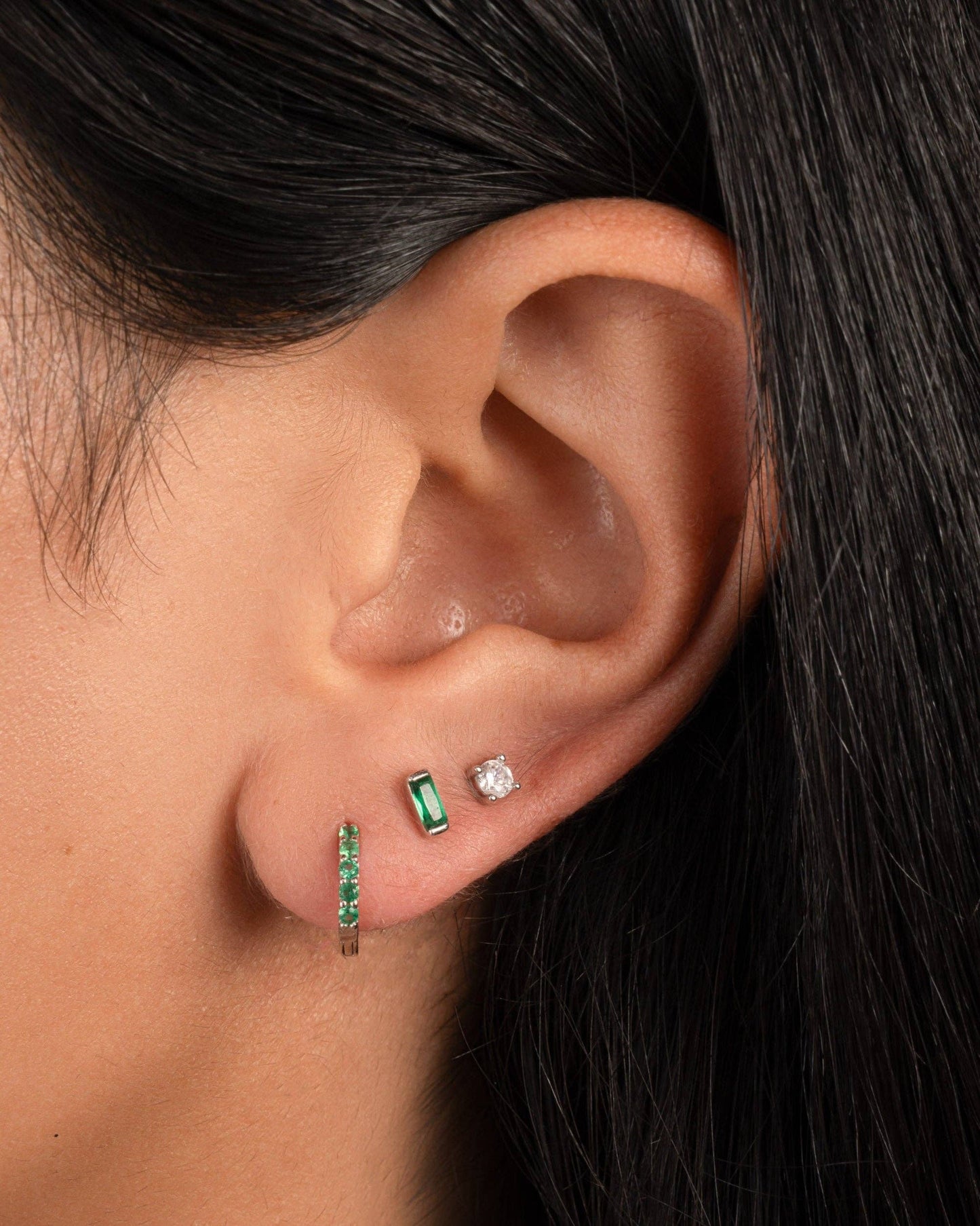 Emerald Huggie Earrings