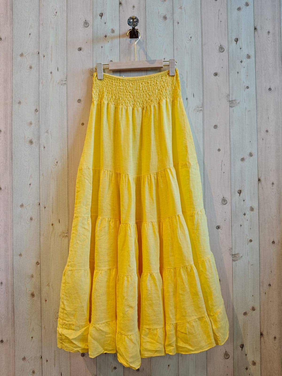 Italian Linen Tiered Bohemian Maxi Skirt