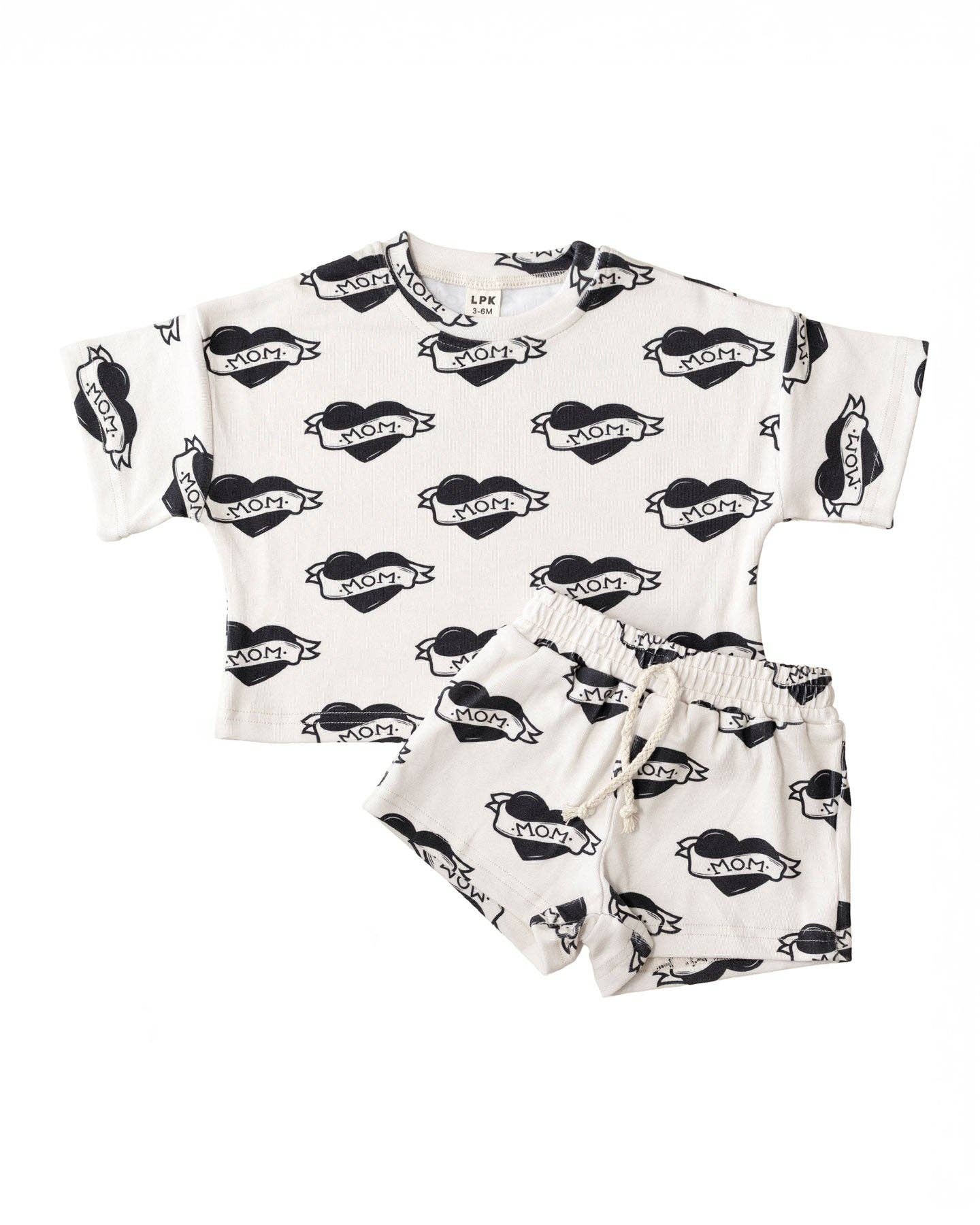 Kids Cotton Shorts Set | Mom tattoo