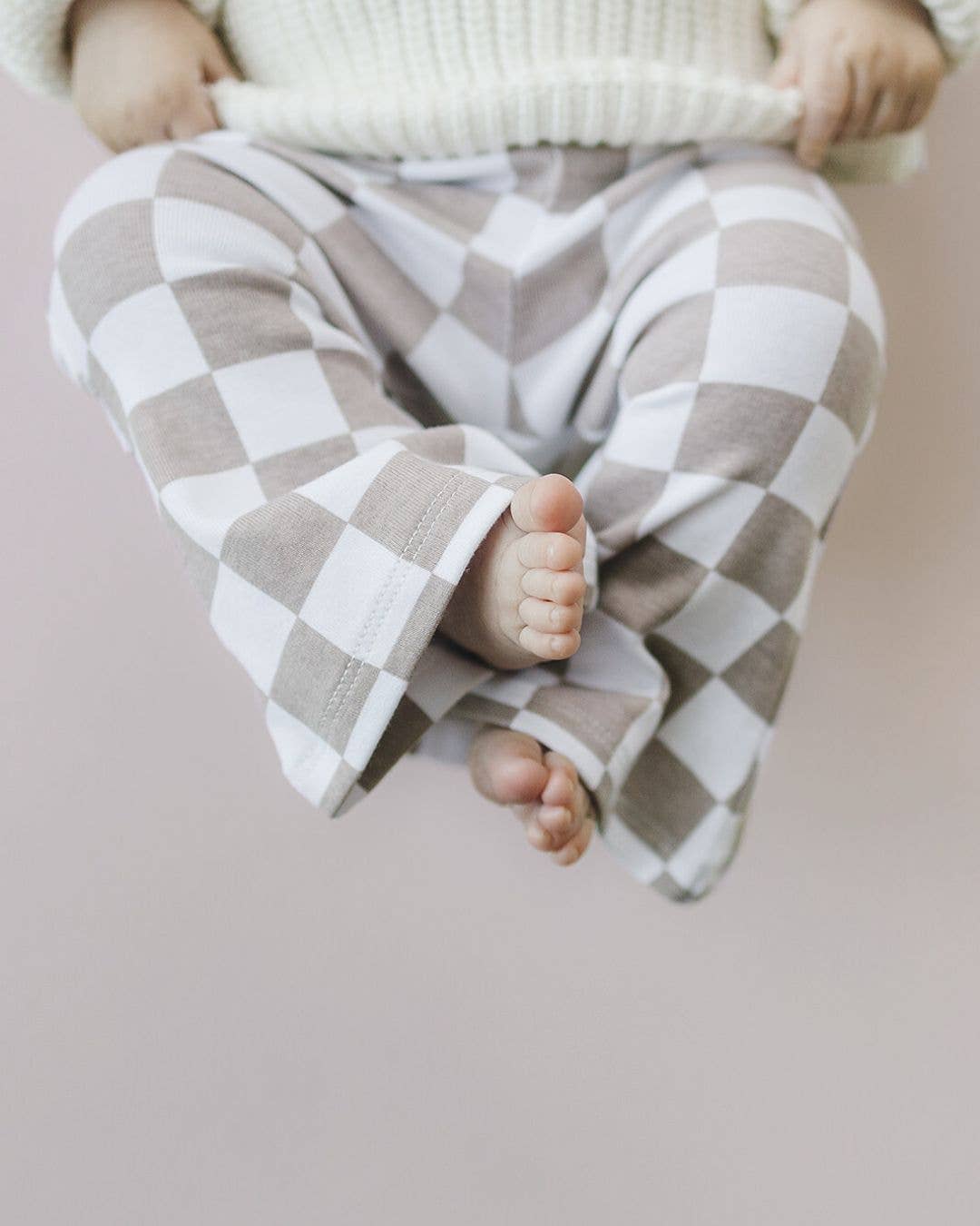 Checkered Flare Kids Pants - Grey