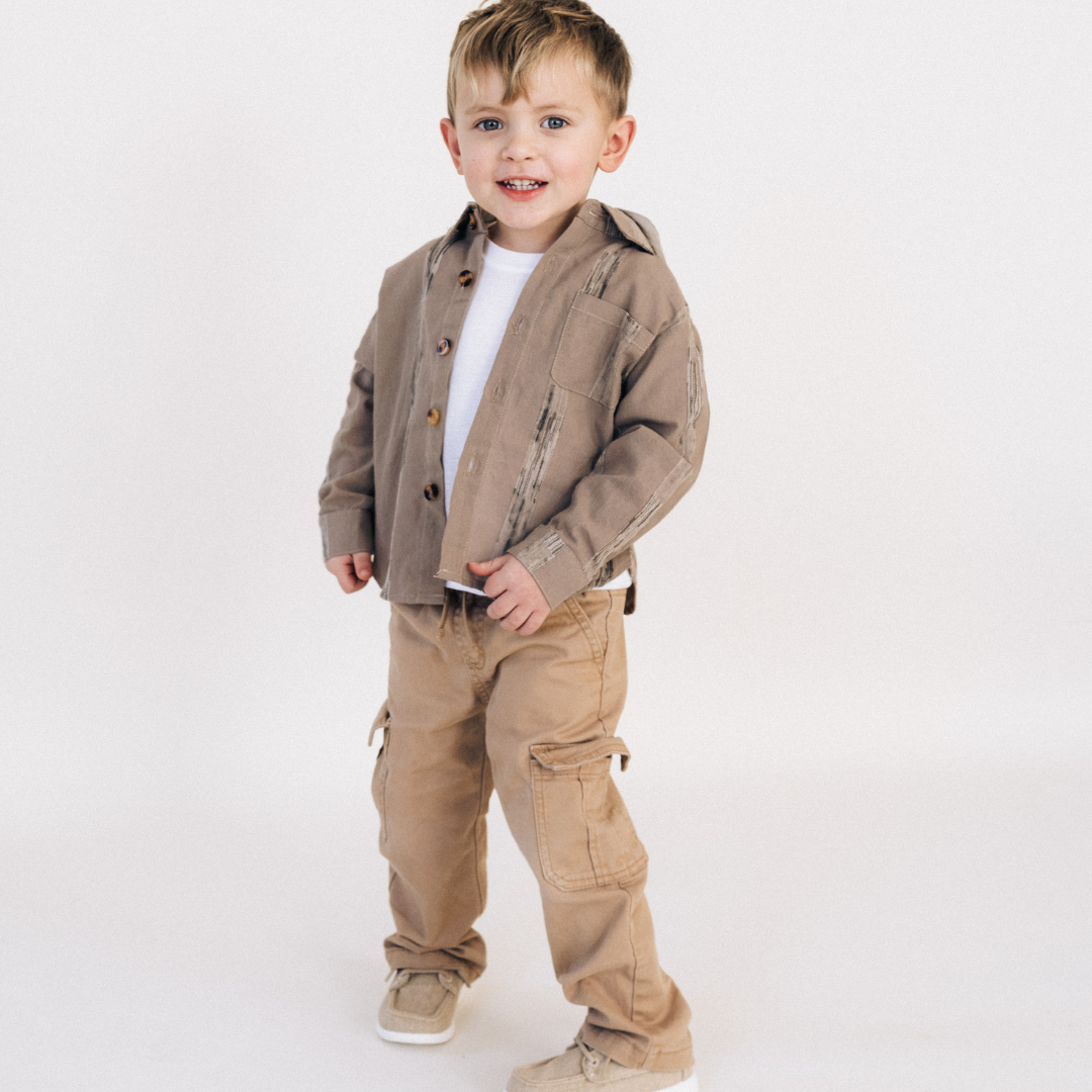 100% Cotton Button Down Long Sleeve Shirt with Hoodie - Child