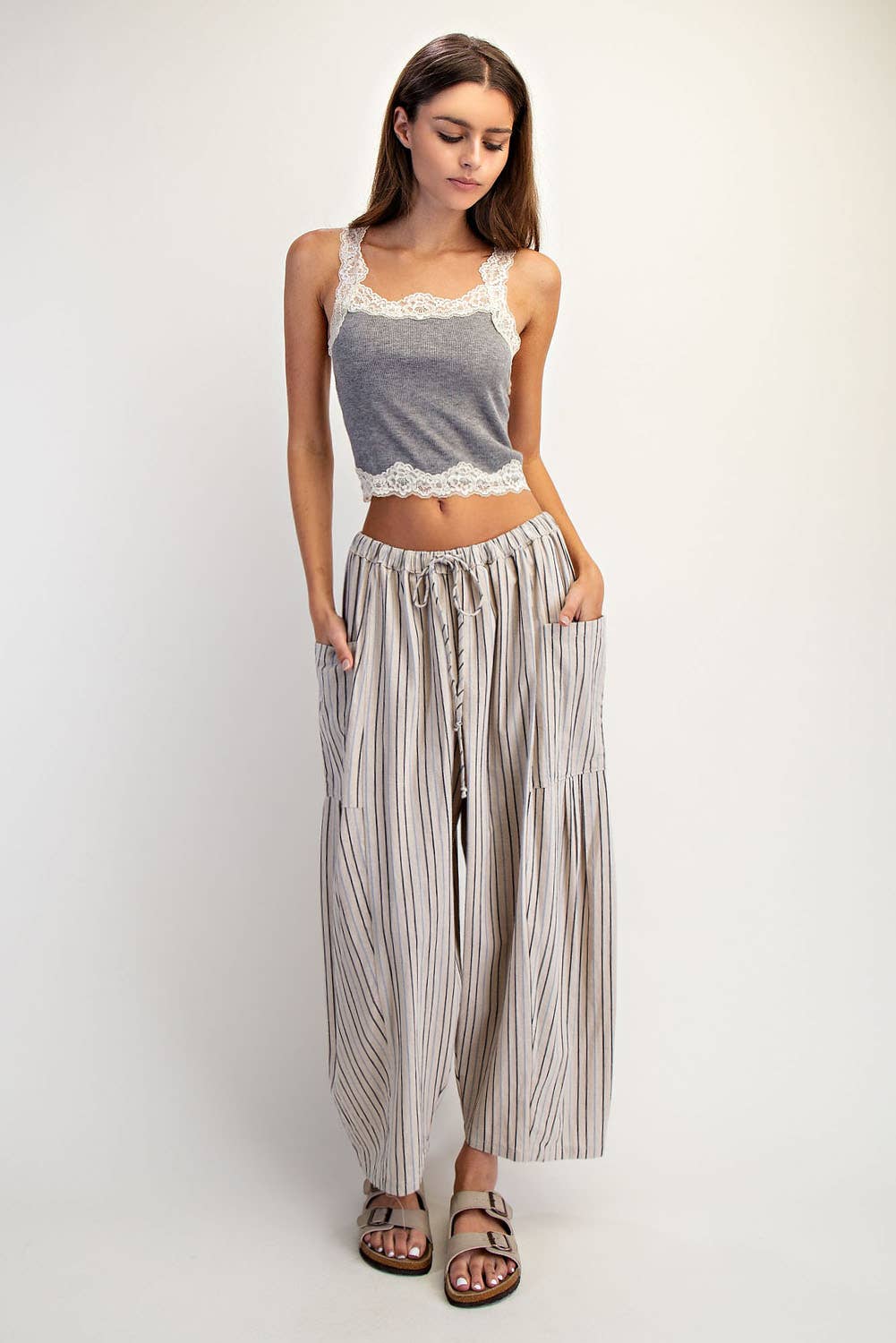 Boho Vertical Stripe Wide Leg Pants