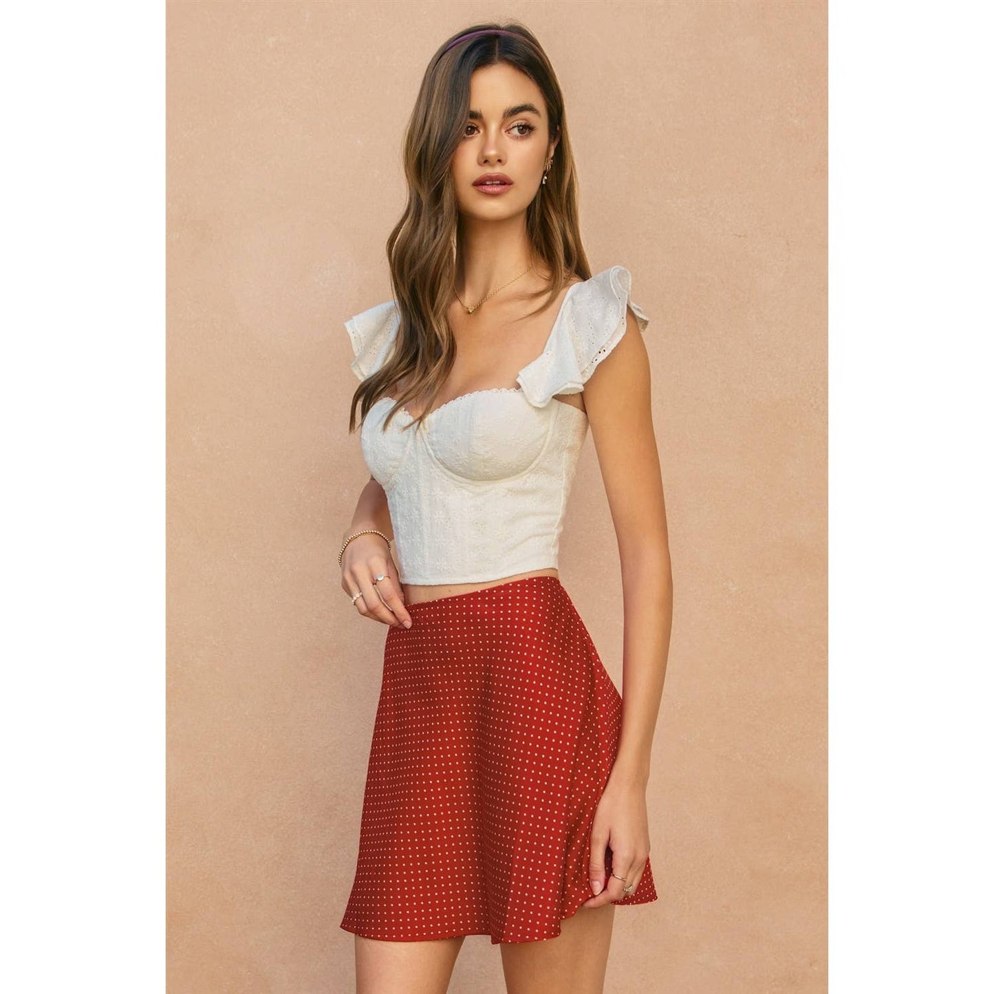 Mini Polka Dot Bias Cut Darling Flared Skirt