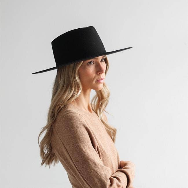 Wide Brim Triangle Crown Felt Hat