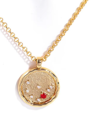Celestial Zodiac Coin and CZ Necklaces - 14K gold - Birthday Gift