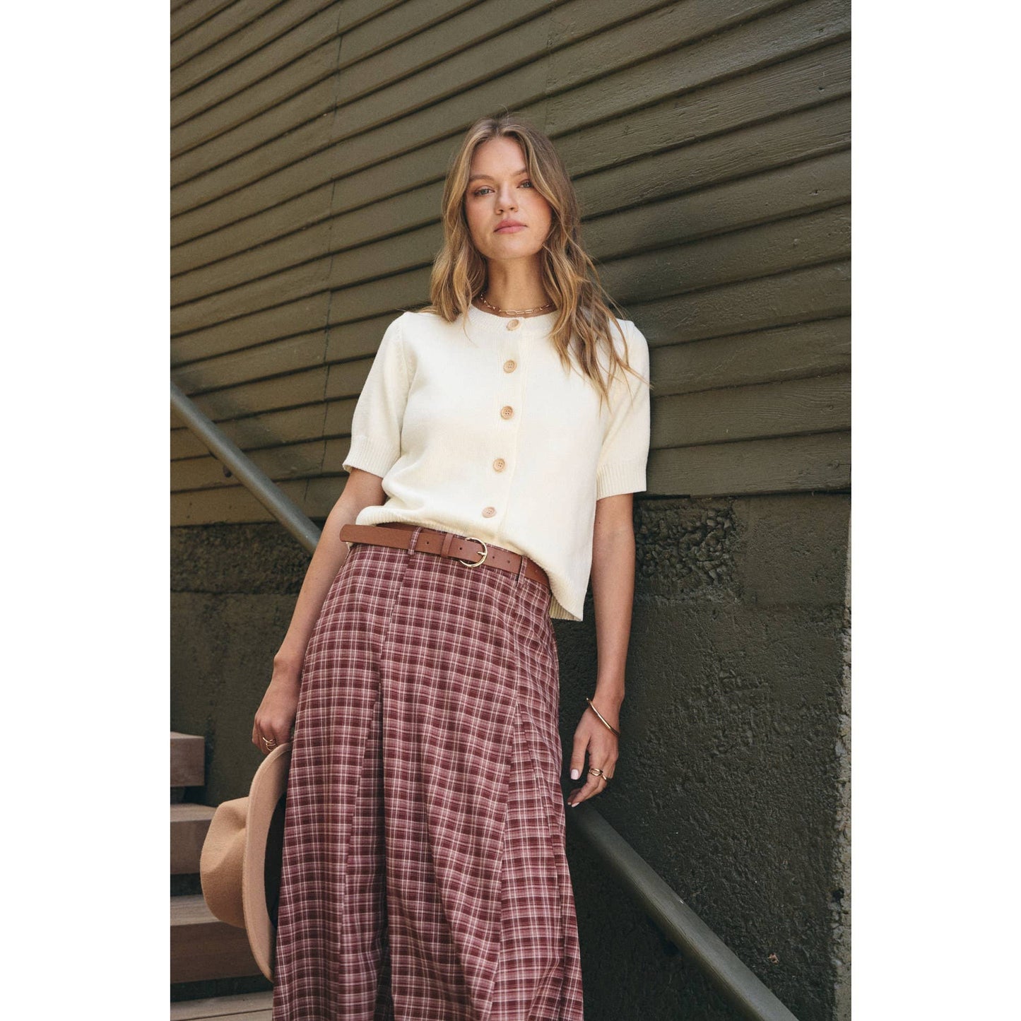 Heritage Plaid Flare Maxi Skirt with Belt