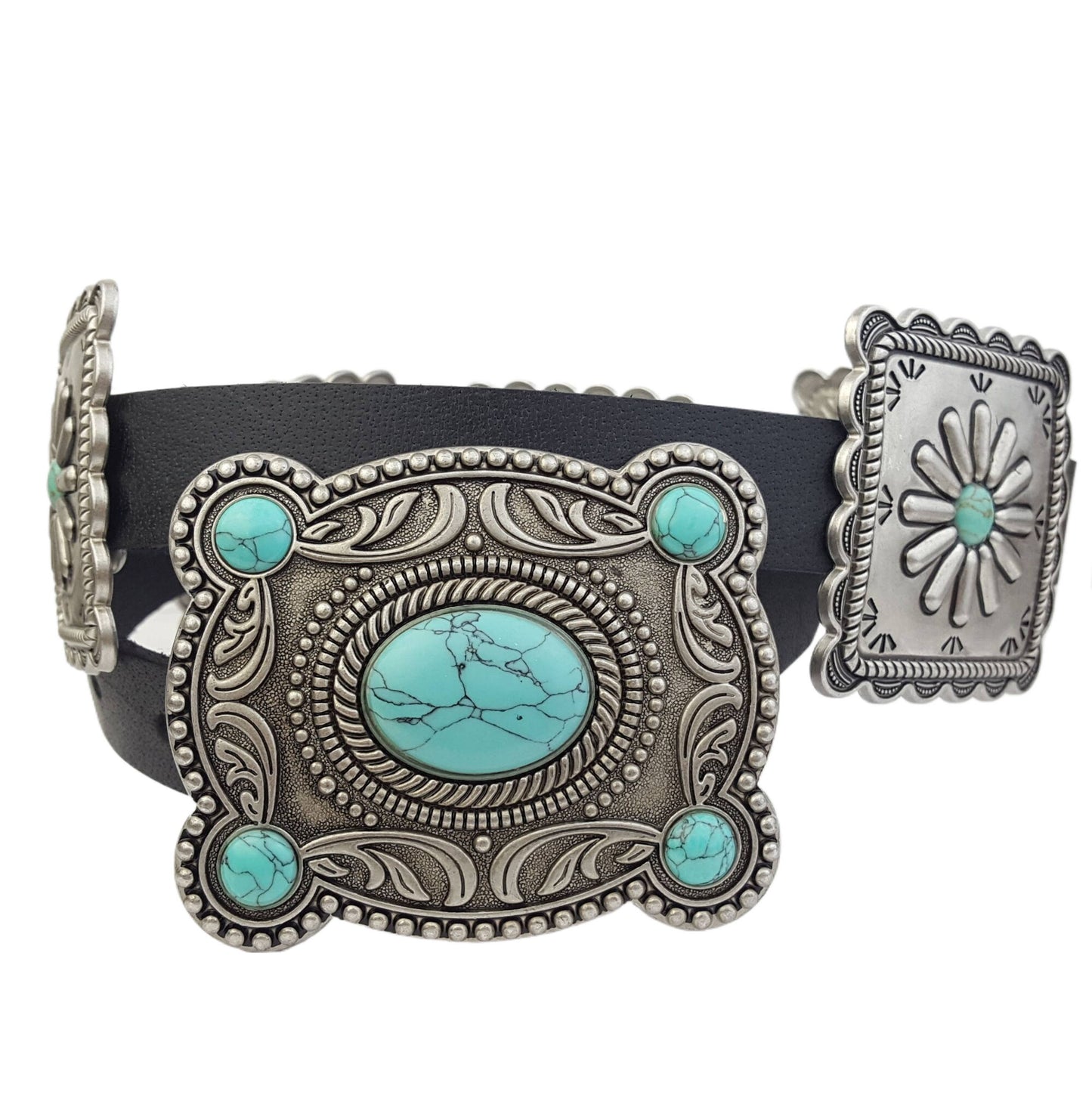 Western Concho Leather Waist Belt