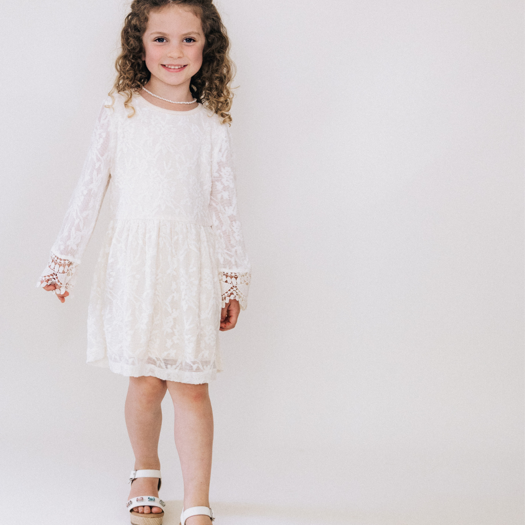 Ivory Lace Mommy & Me Bridal Dress - Flower Girl Dress - Wedding Girl