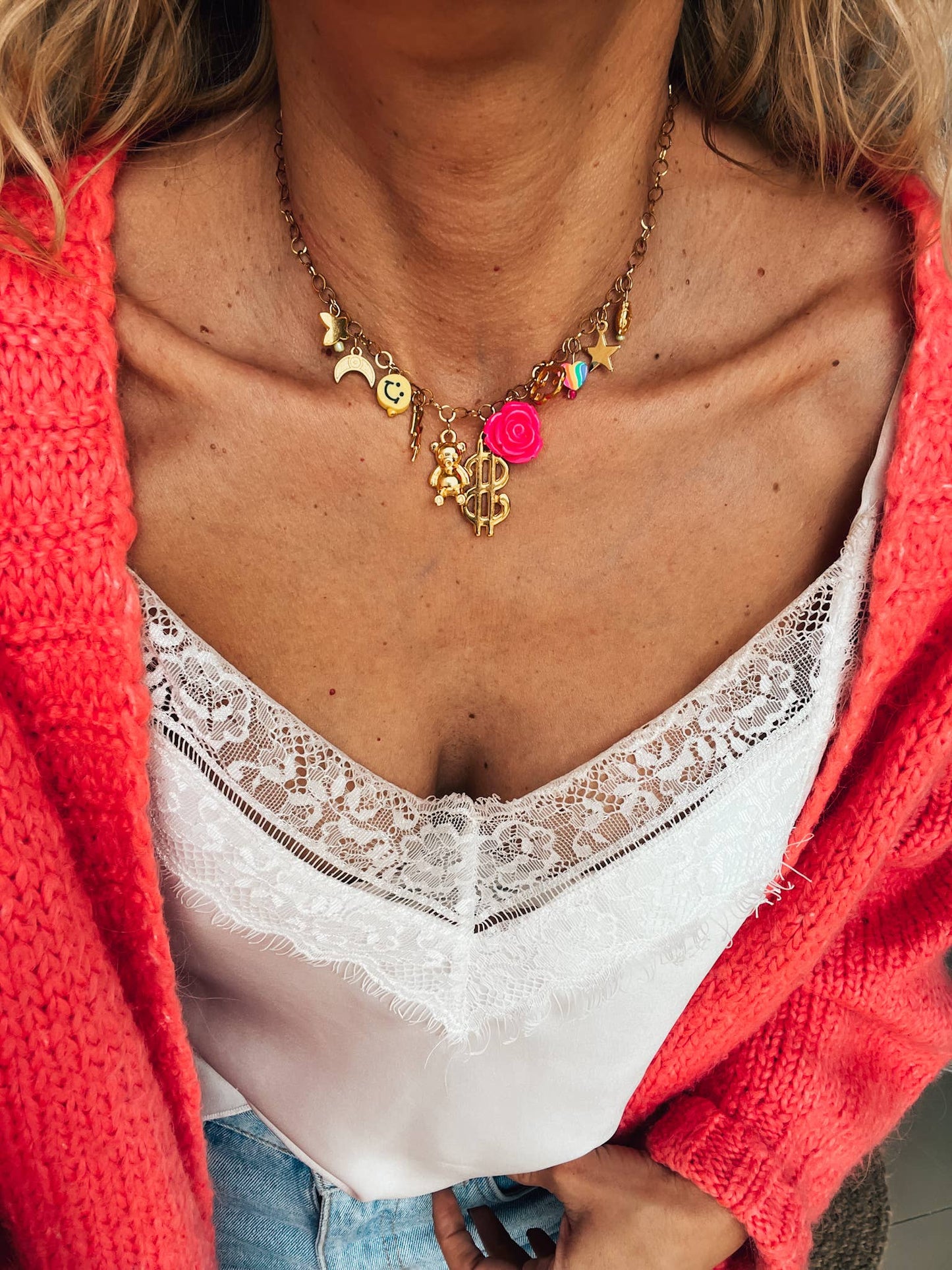 Vintage Rainbow Coachella Charms Necklace