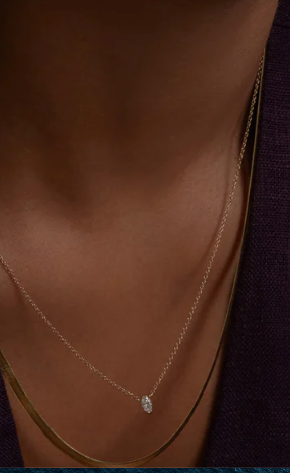 Solitaire Collection- Steel 14K gold - Layering Necklace 