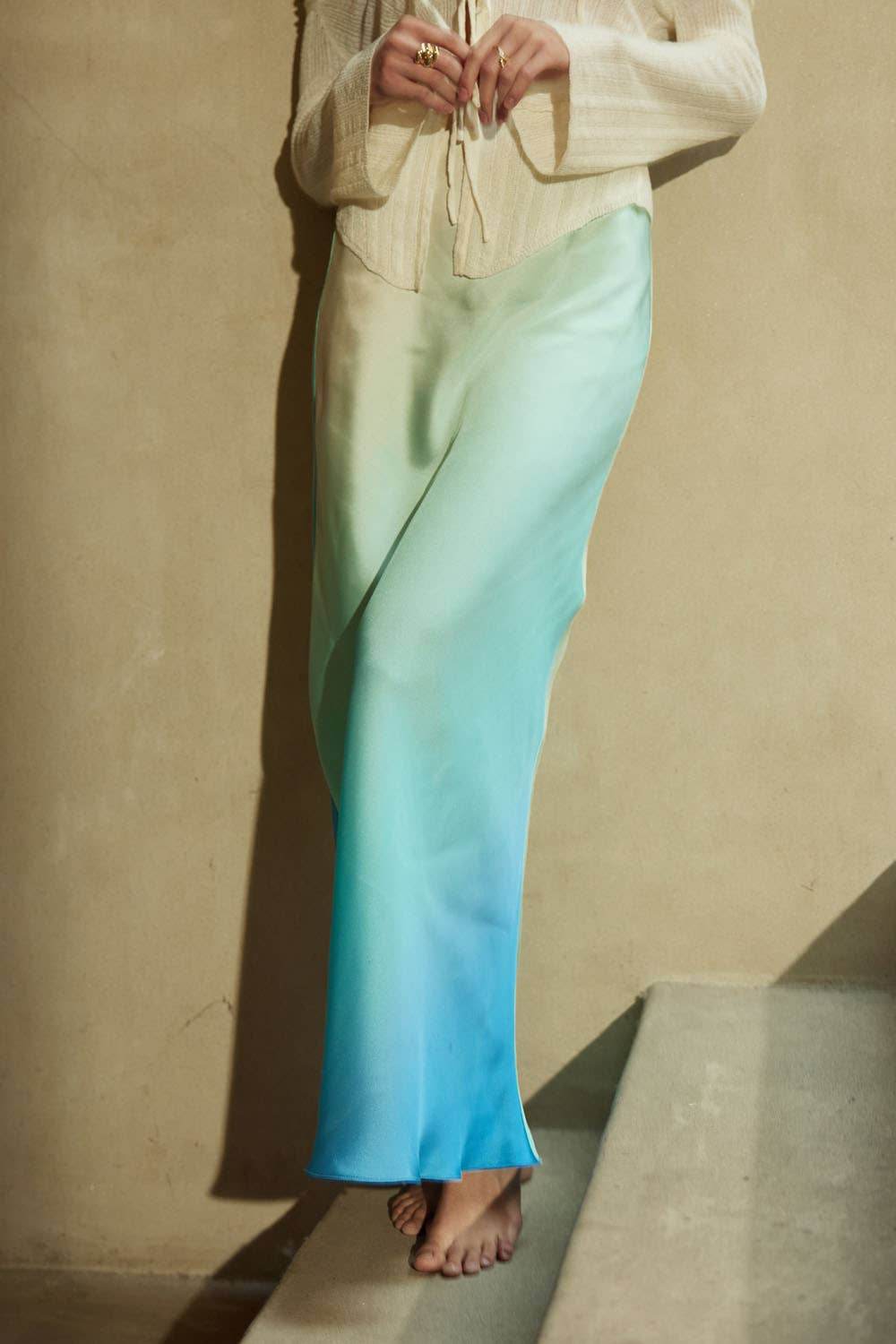 High-Waist Ombre Woven Maxi Skirt - SAUVAGE ZSA™