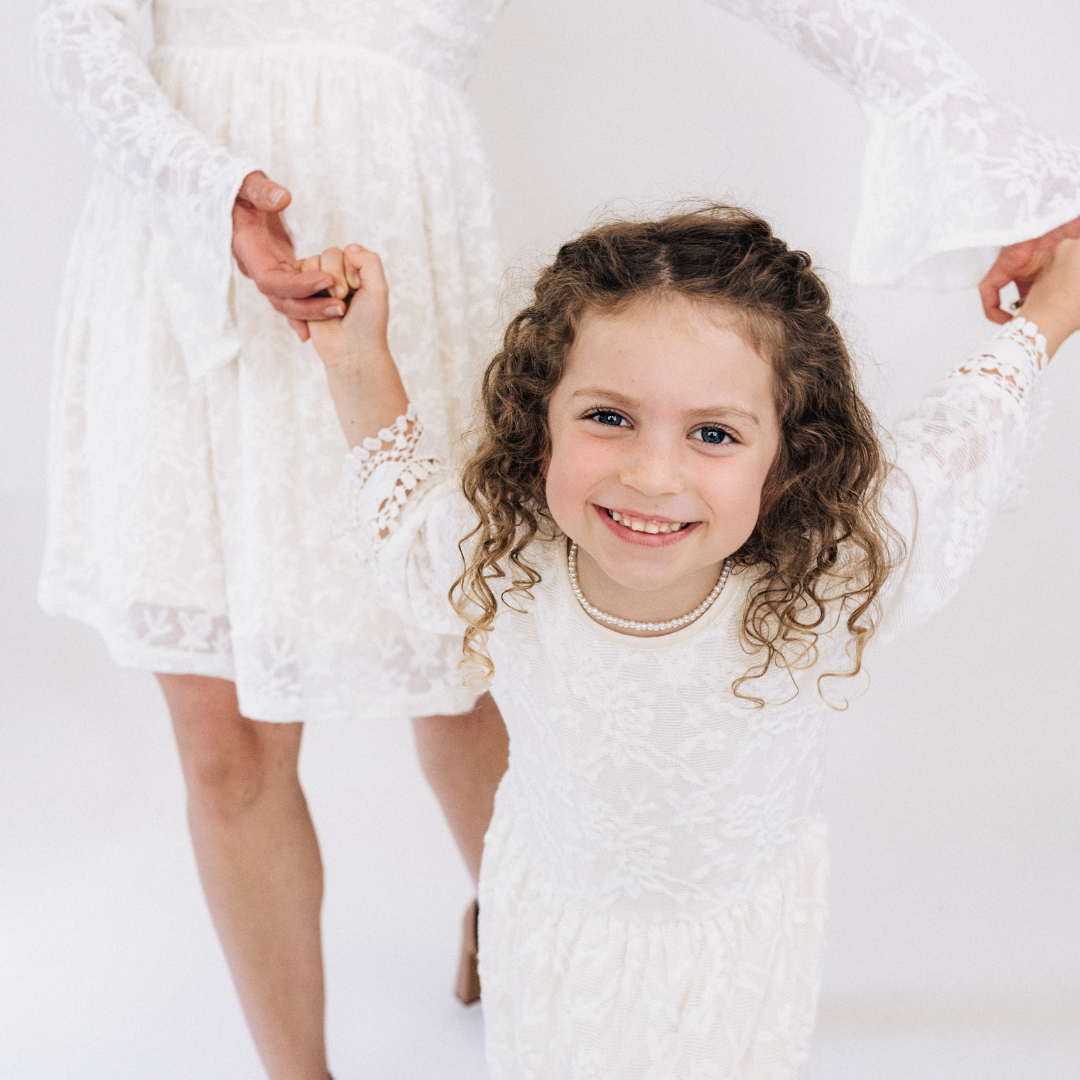 Ivory Lace Mommy & Me Bridal Dress - Flower Girl Dress - Wedding Girl