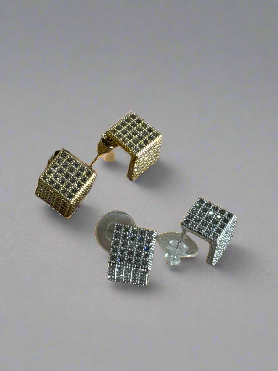 Parisienne Gold Plated Crystal Cube Studs