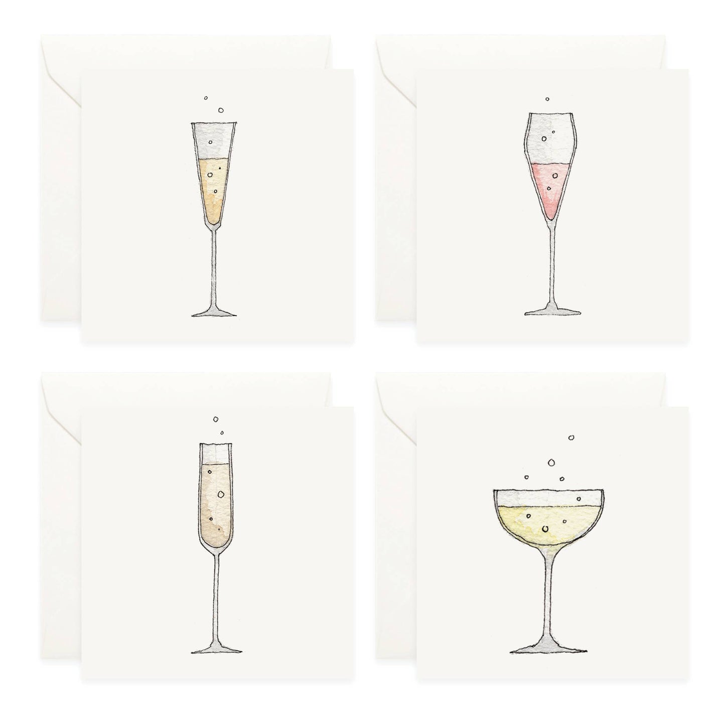 Mini Cards Set with Champagne Glasses
