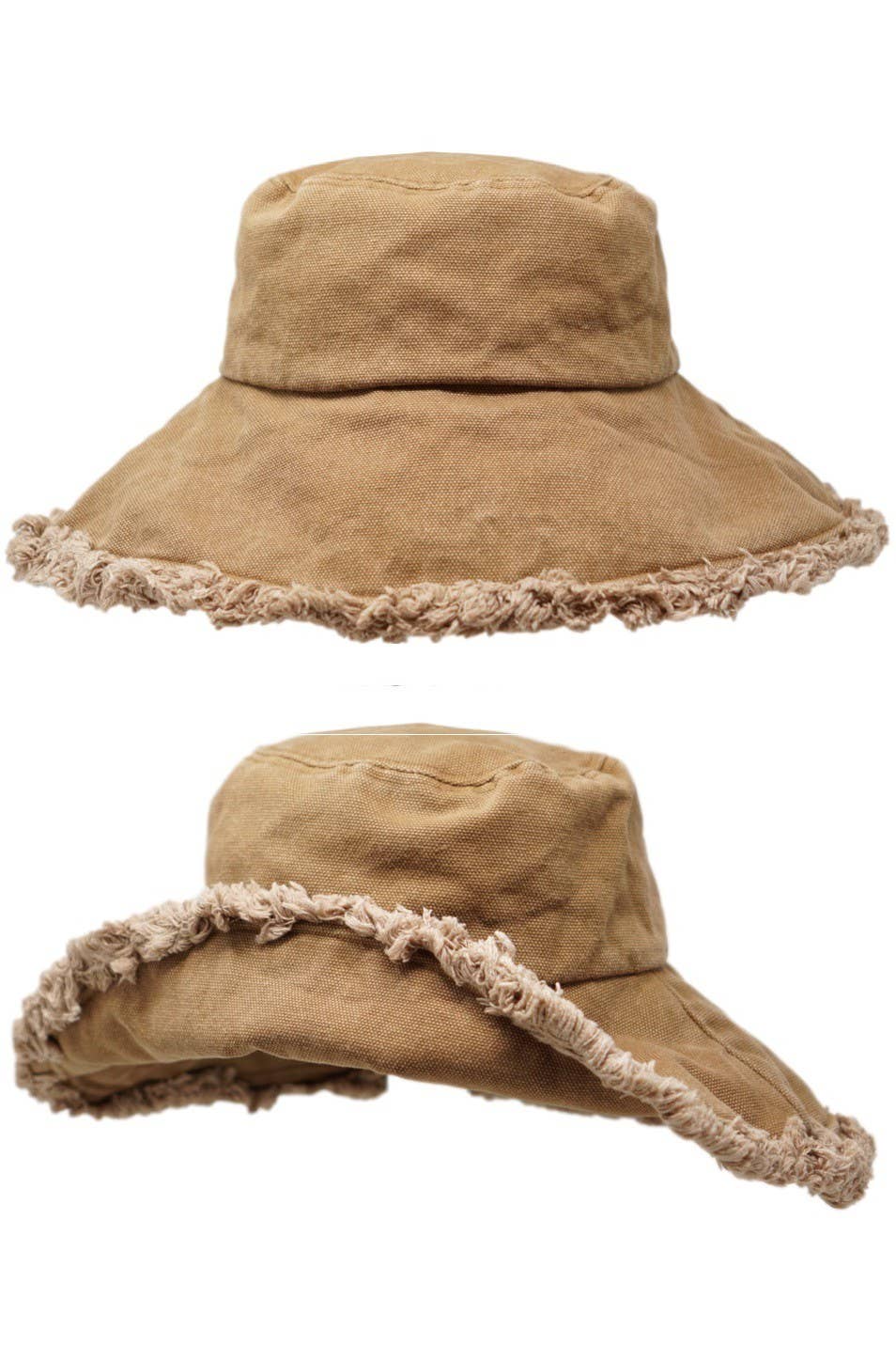 Wide Brim Heavy Cotton Twill Raw Edge Bucket Hat