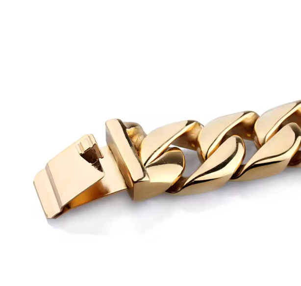 Chloe Chunky Chain Cuff Bracelet- Steel 14K PVD