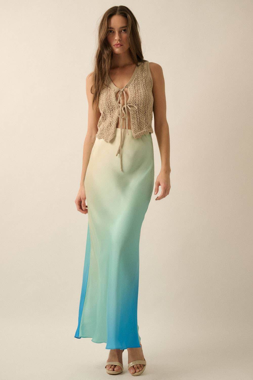 High-Waist Ombre Woven Maxi Skirt - SAUVAGE ZSA™