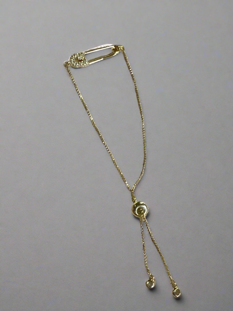 Parisienne Gold Crystal Safety Pin Bolo Bracelet