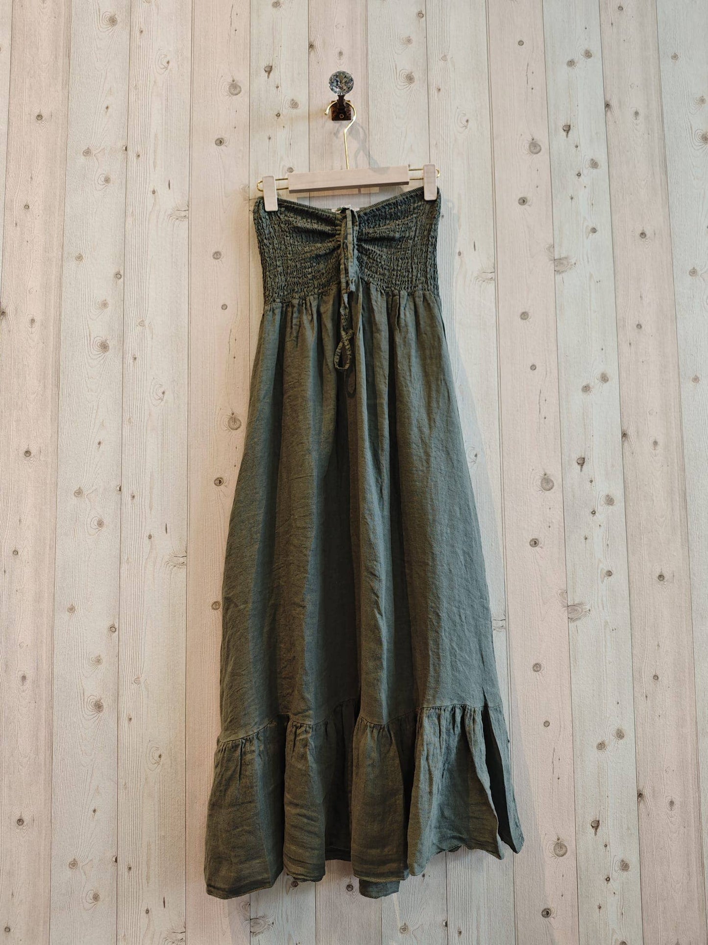 Linen Strapless Maxi Dress