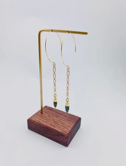 Labradorite Dangle Hoop Earrings