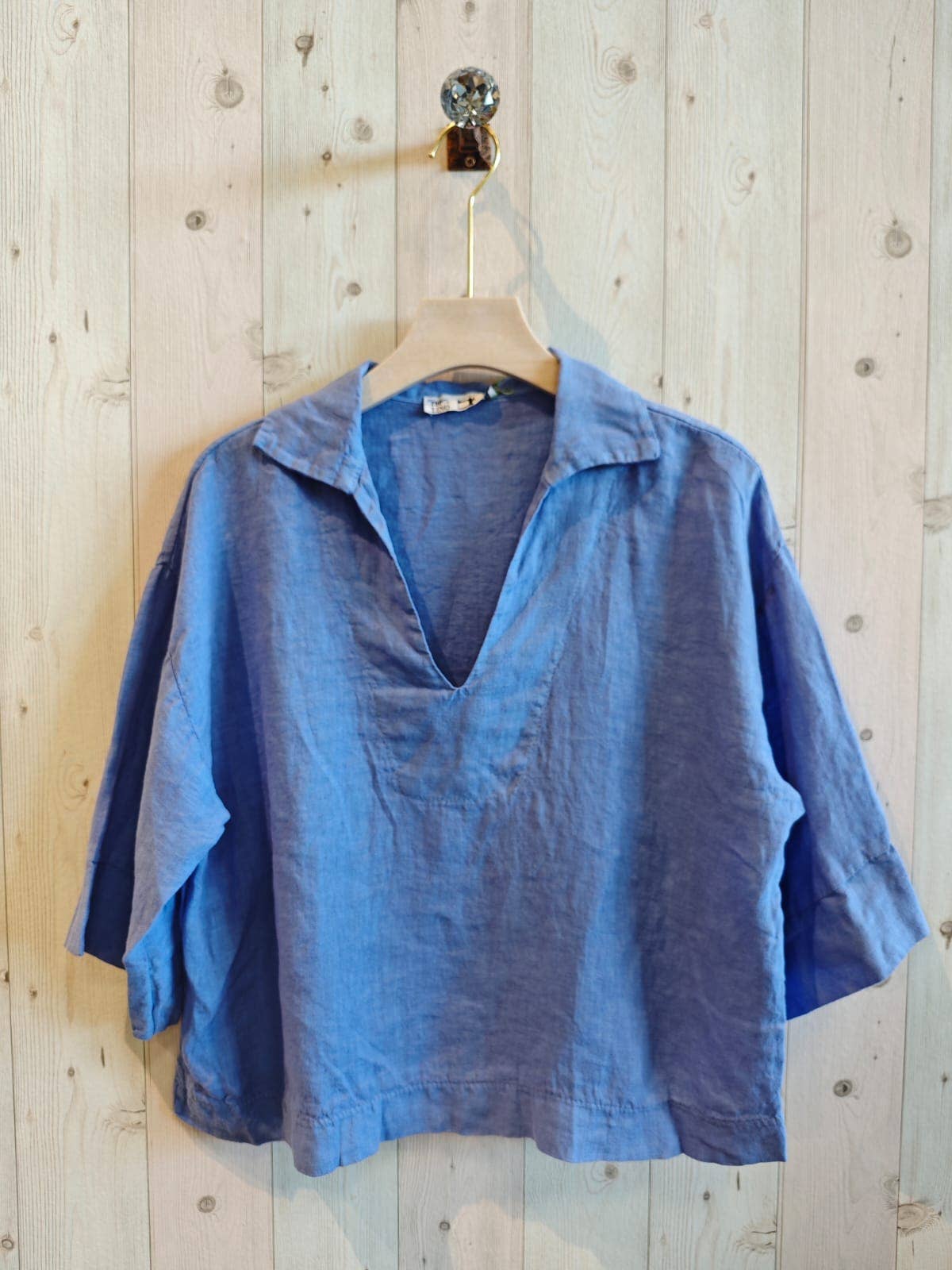 100% Linen Collar Blouse
