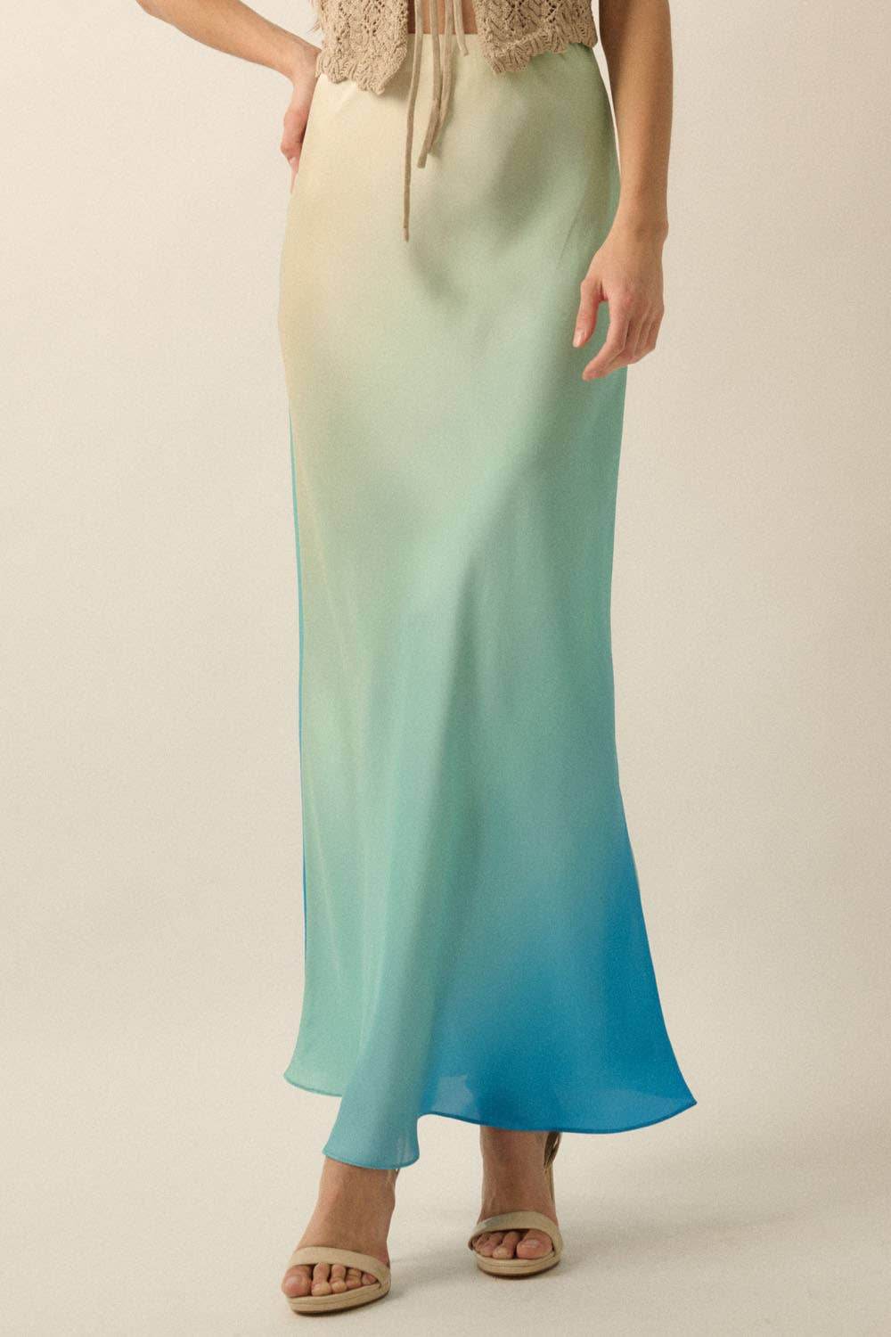 High-Waist Ombre Woven Maxi Skirt - SAUVAGE ZSA™