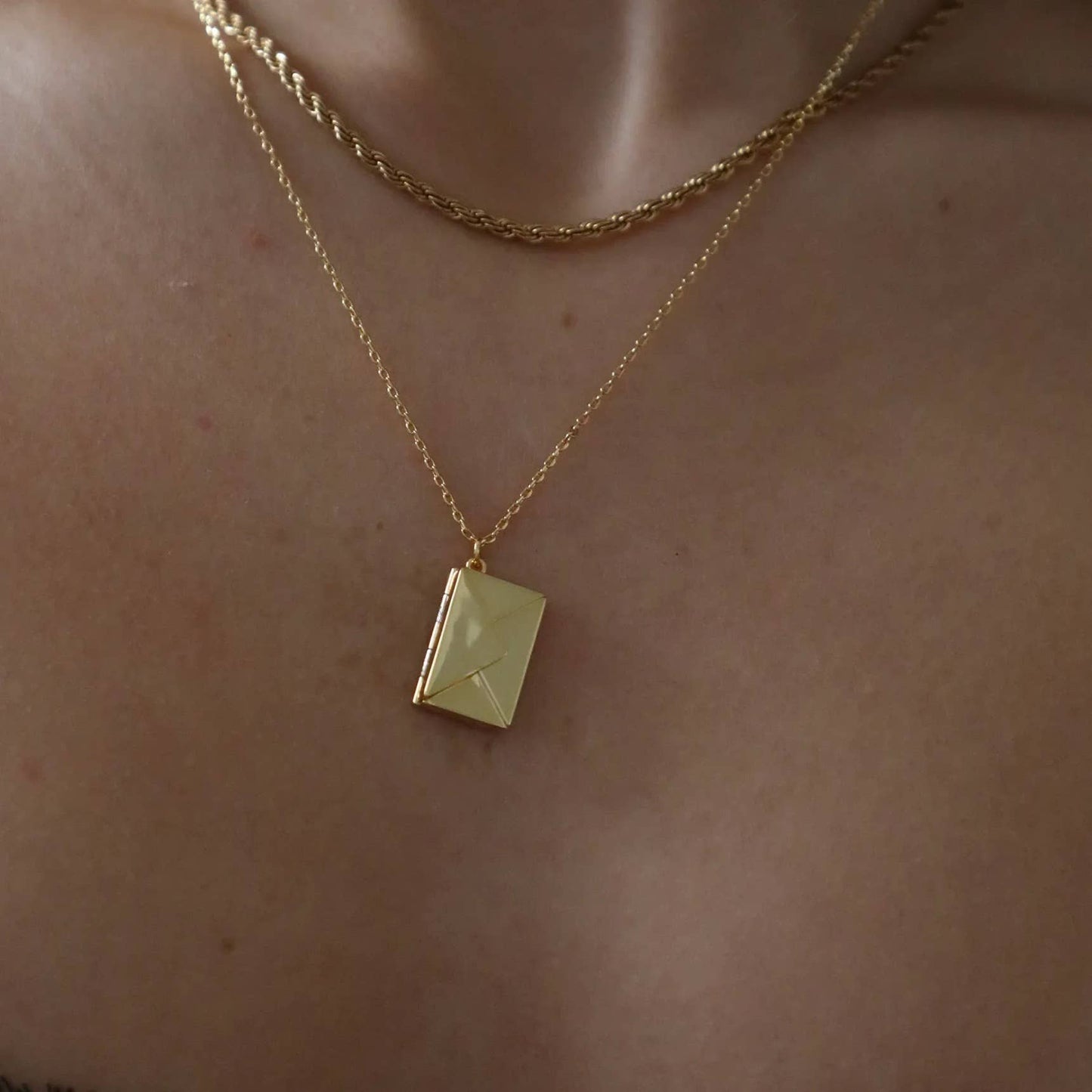 Love Letter 14K Gold Steel  Envelope and Letter necklace
