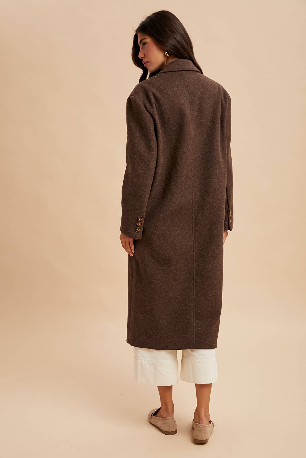 Double Breasted  Lapel Duster Felt Pea Coat