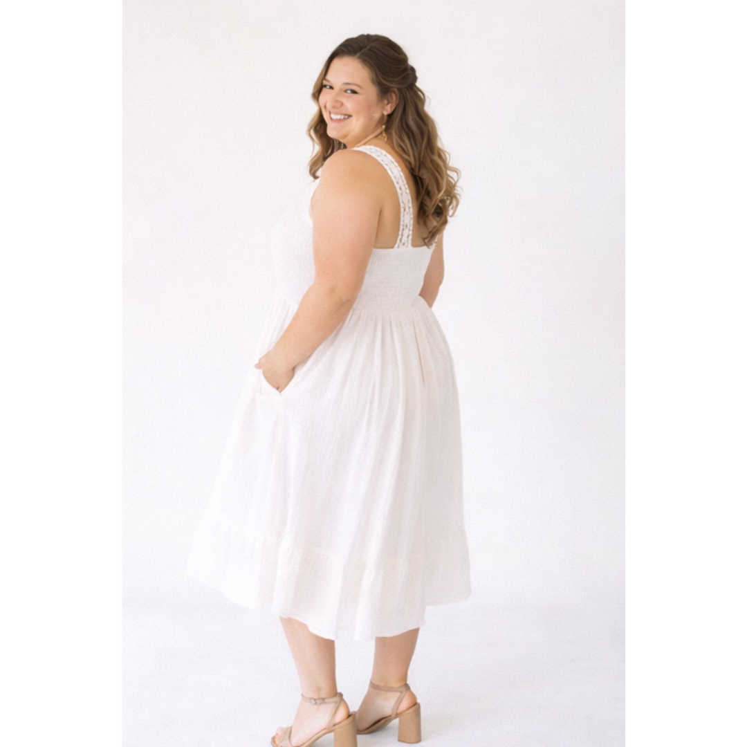 Soft White Crochet Dress - Women