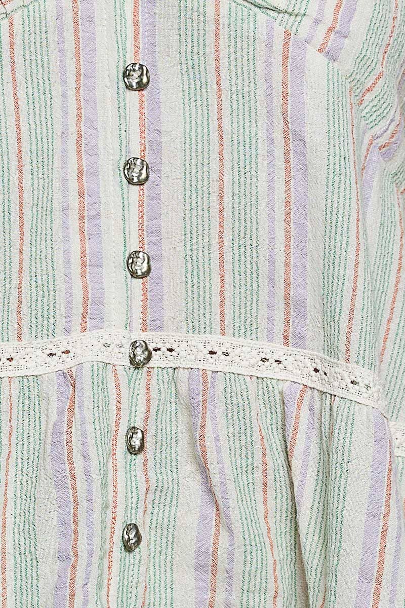Floral Cotton Pintuck Ruffle Button Down Cami Top