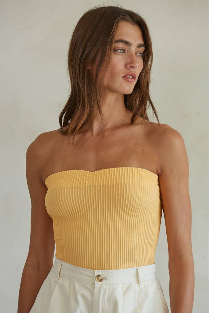 Sweetheart Neckline Seamless Ribbed Tube Top Bandeau