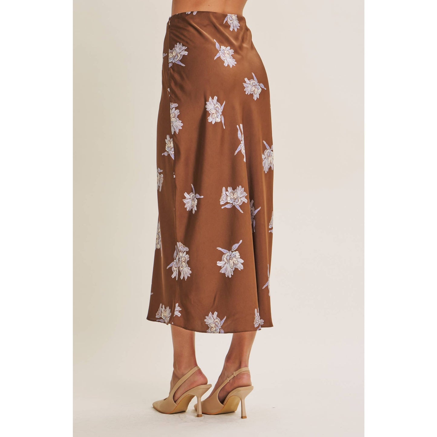 Date Night Satin Floral Midi Skirt