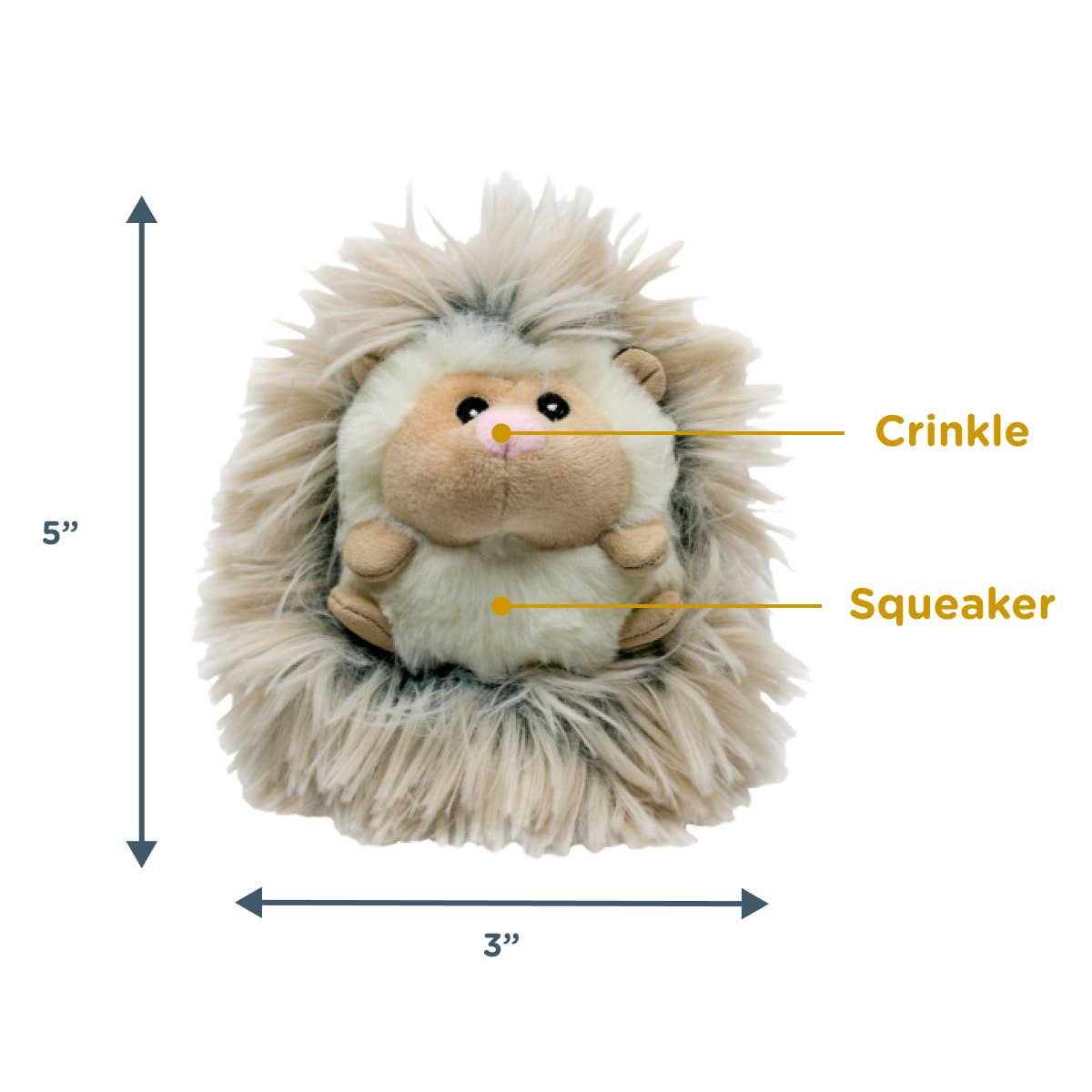 Real Feel Fluffy Baby Hedgehog with Squeaker Dog Toy