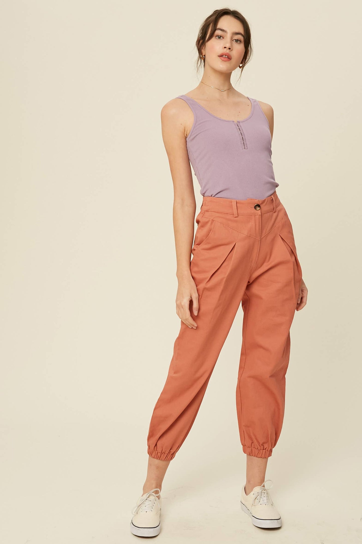 Ribbed Henley Tank Top