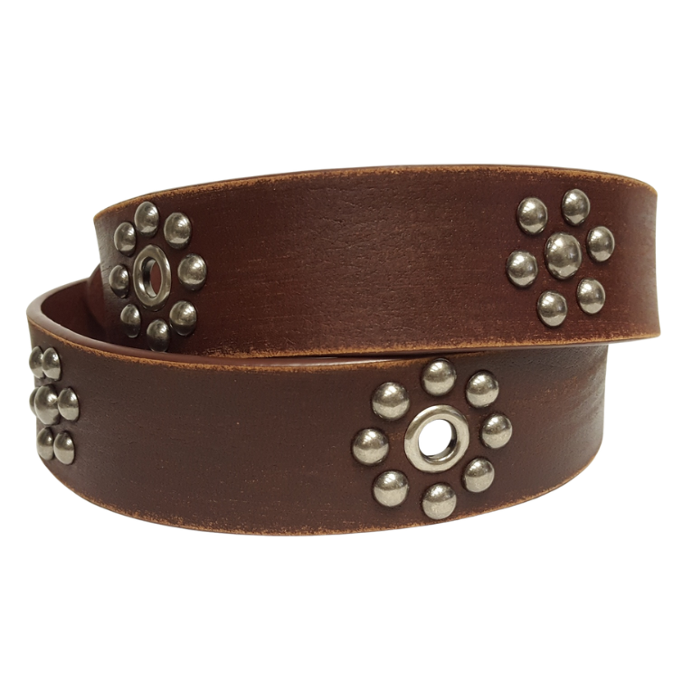 Vintage Edge Distressed Leather Studded Belt