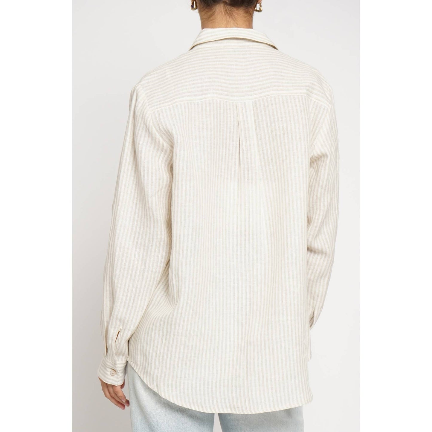 100% Linen Striped Button Down Shirt