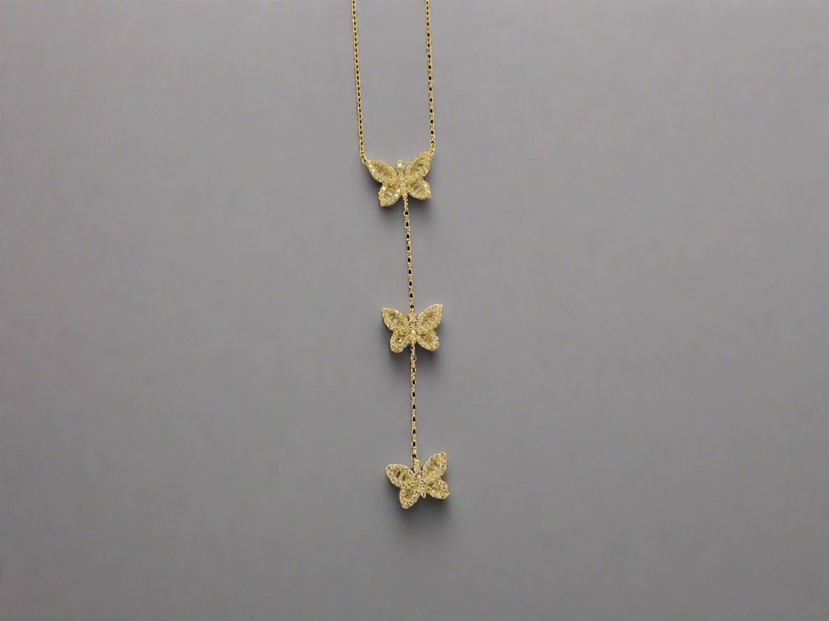 Dangling Petite Butterflies Gold Necklace