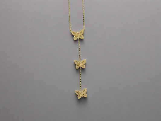 Dangling Petite Butterflies Gold Necklace