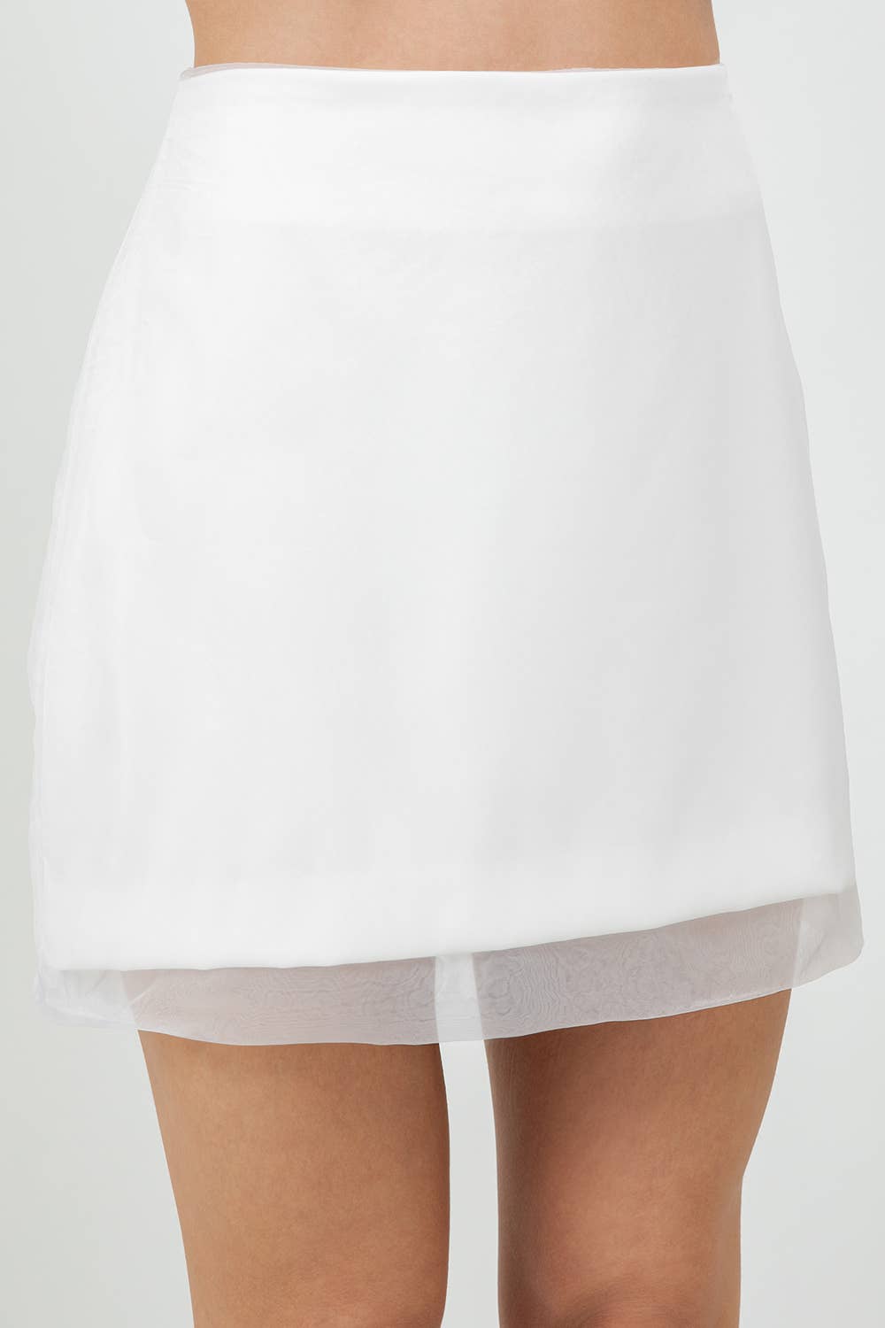 Woven White Organza Mini Skirt