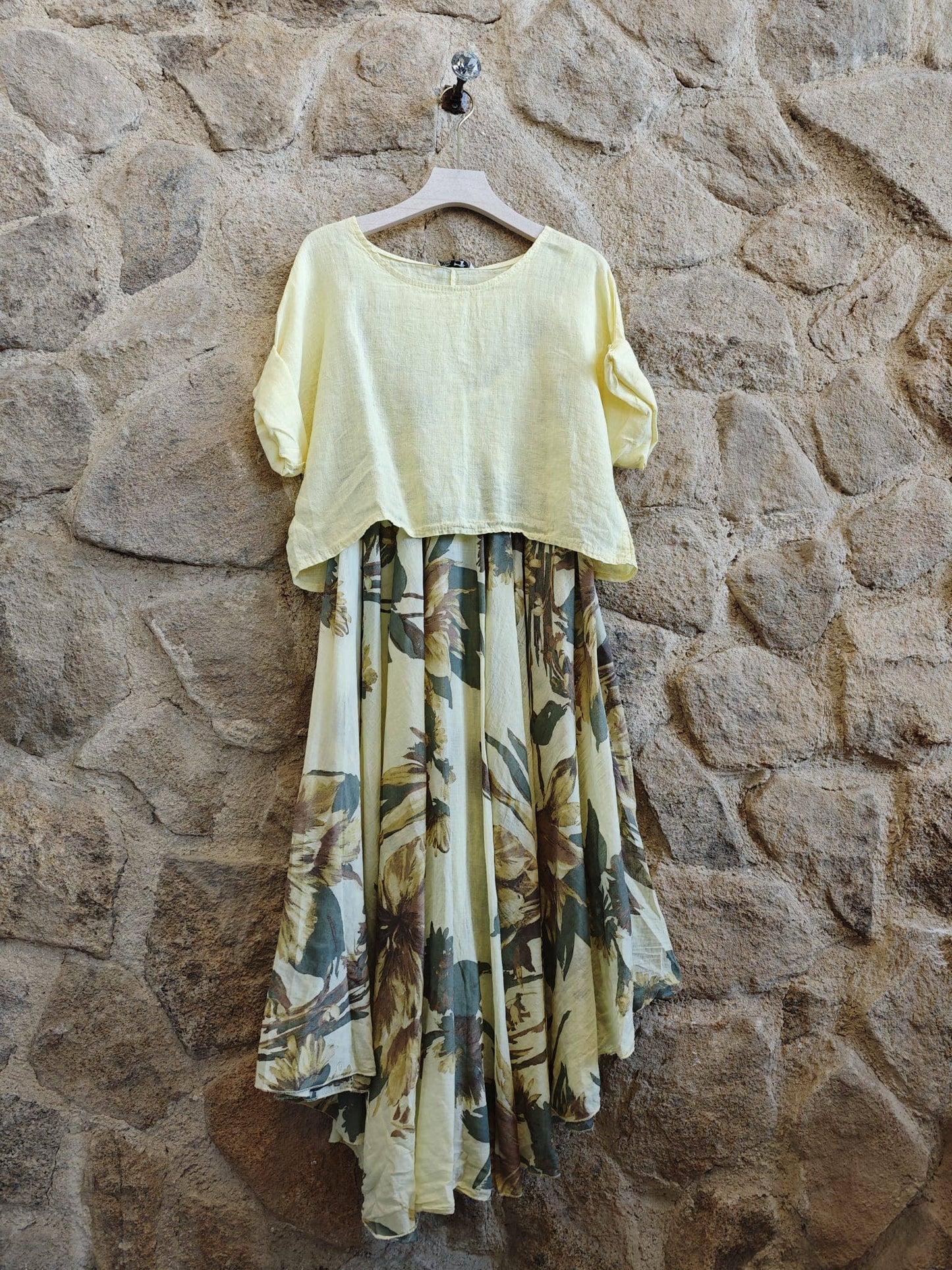 Floral 2-piece Dress Set 100% Italian Linen