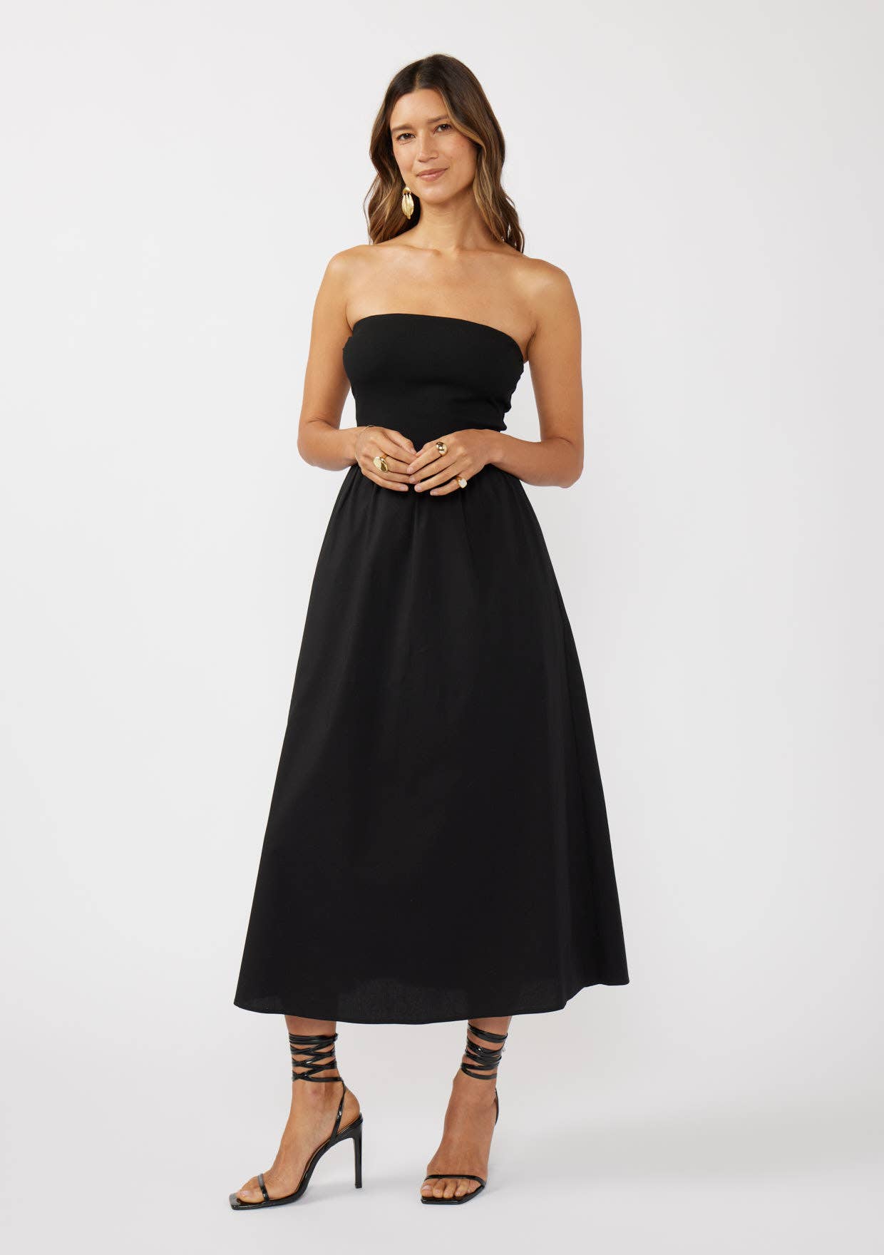 Strapless Tube Maxi Dress with Side Pockets