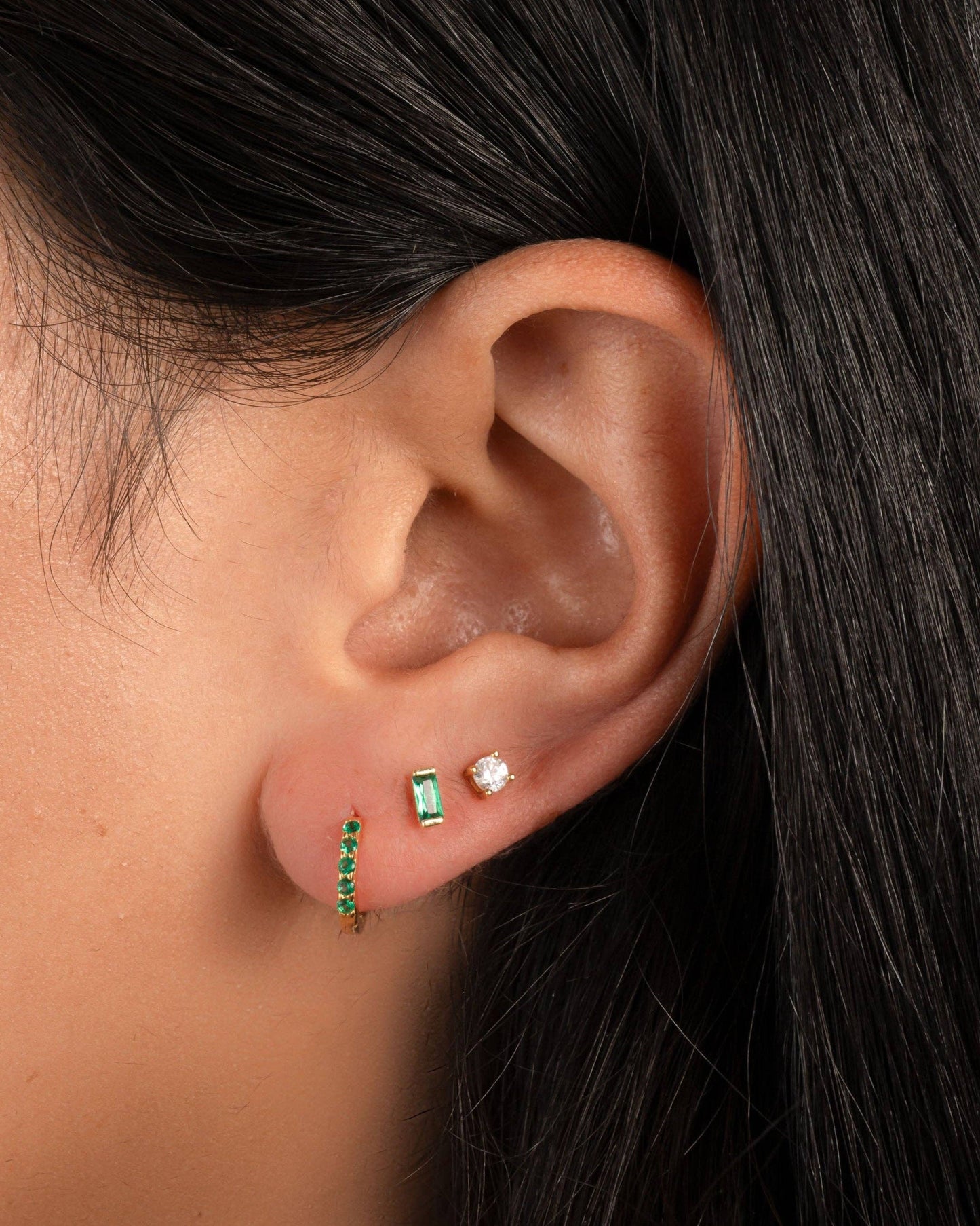 Emerald Huggie Earrings