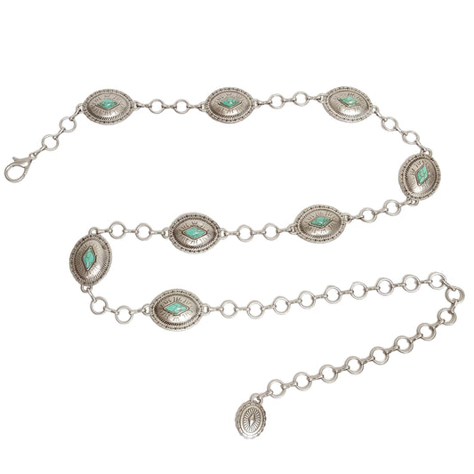 Western Silver Concho Chain Belt