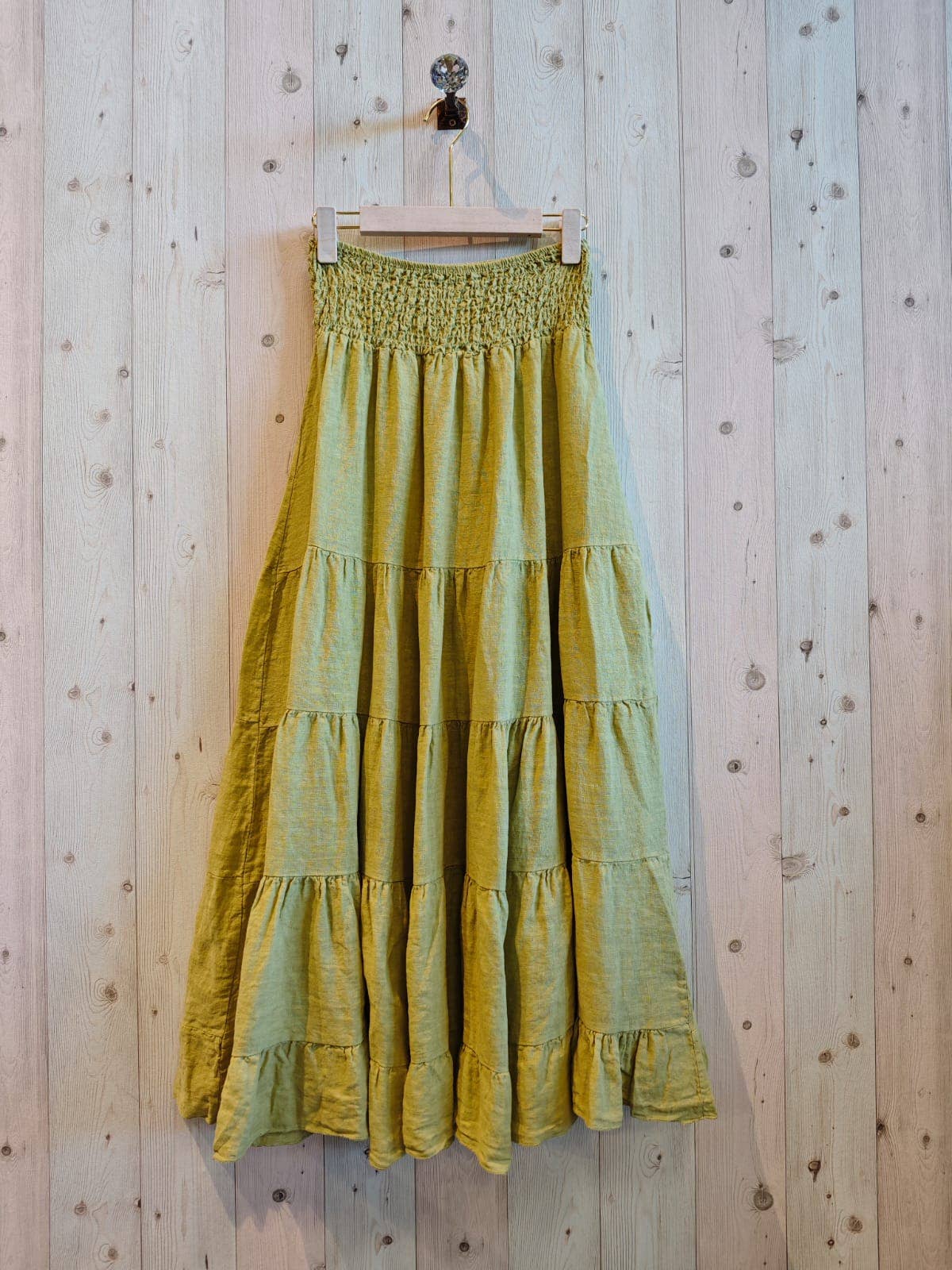 Italian Linen Tiered Bohemian Maxi Skirt