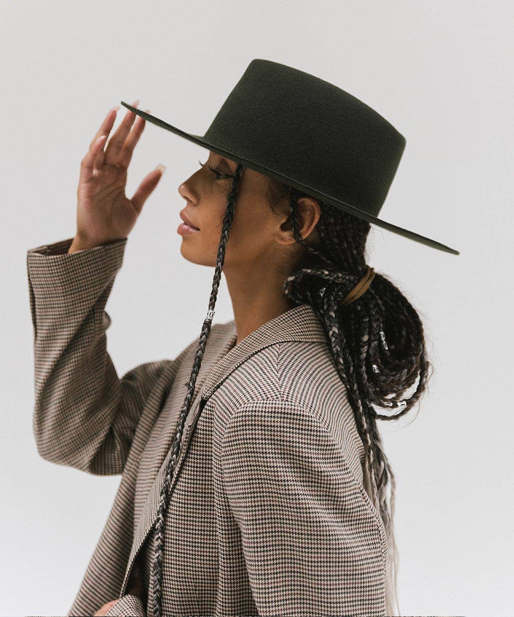 Wide Brim Triangle Crown Felt Hat
